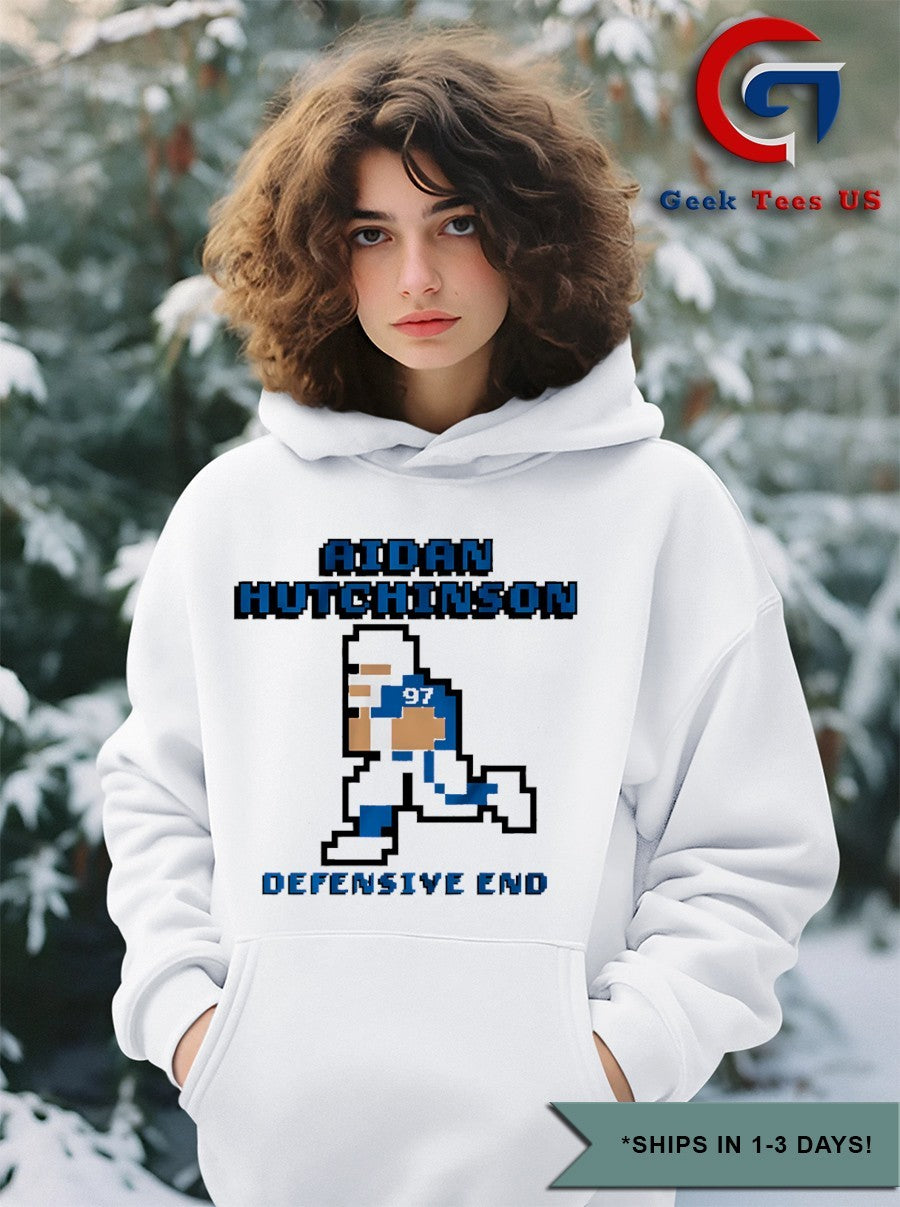 Aidan Hutchinson Detroit Lions football Defensive End 8 bit shirt Unisex , , , Long Sleeve Tee