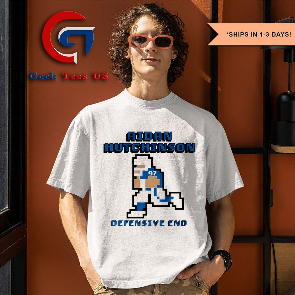 Aidan Hutchinson Detroit Lions football Defensive End 8 bit shirt Unisex , , , Long Sleeve Tee