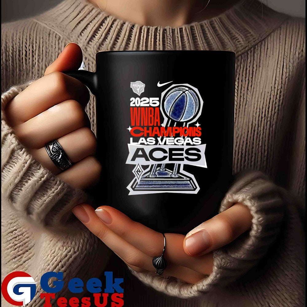A’ja Wilson wearing Las Vegas Aces basketball 2025 WNBA Champions three of a kind trophy shirt