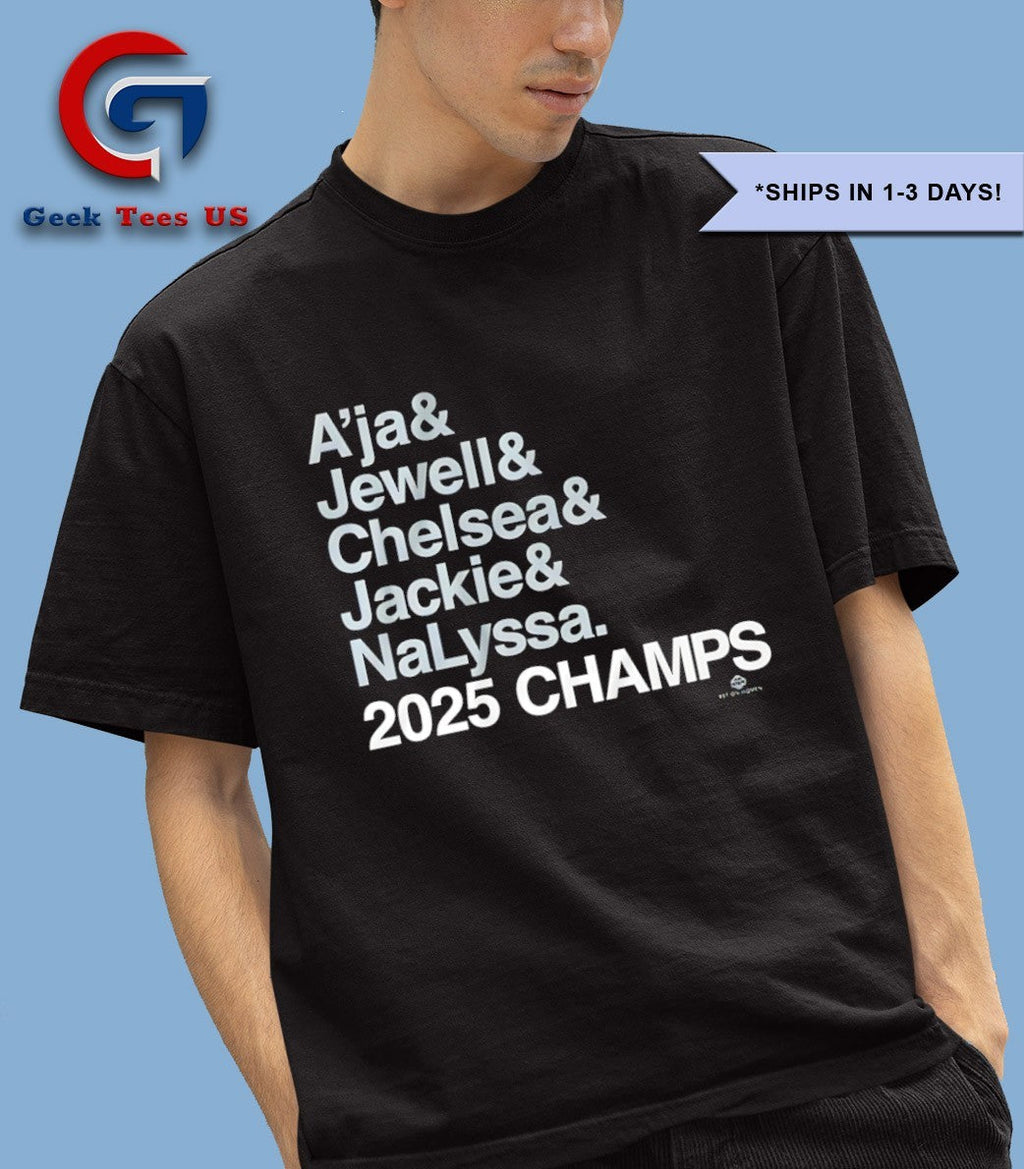 A’ja and Jewell and Chelsea and Jackie and NaLyssa 2025 Champs Las Vegas Aces WNBA shirt Unisex , , , Long Sleeve Tee