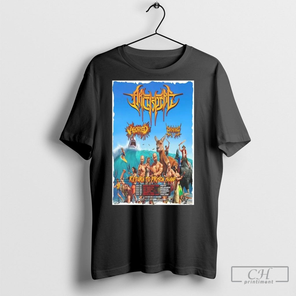 Archspire Return To Prison Island Tour 2026 Poster T Shirts