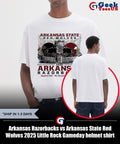 Arkansas Razorbacks vs Arkansas State Red Wolves 2025 Little Rock Gameday helmet shirt Unisex , , , Long Sleeve Tee