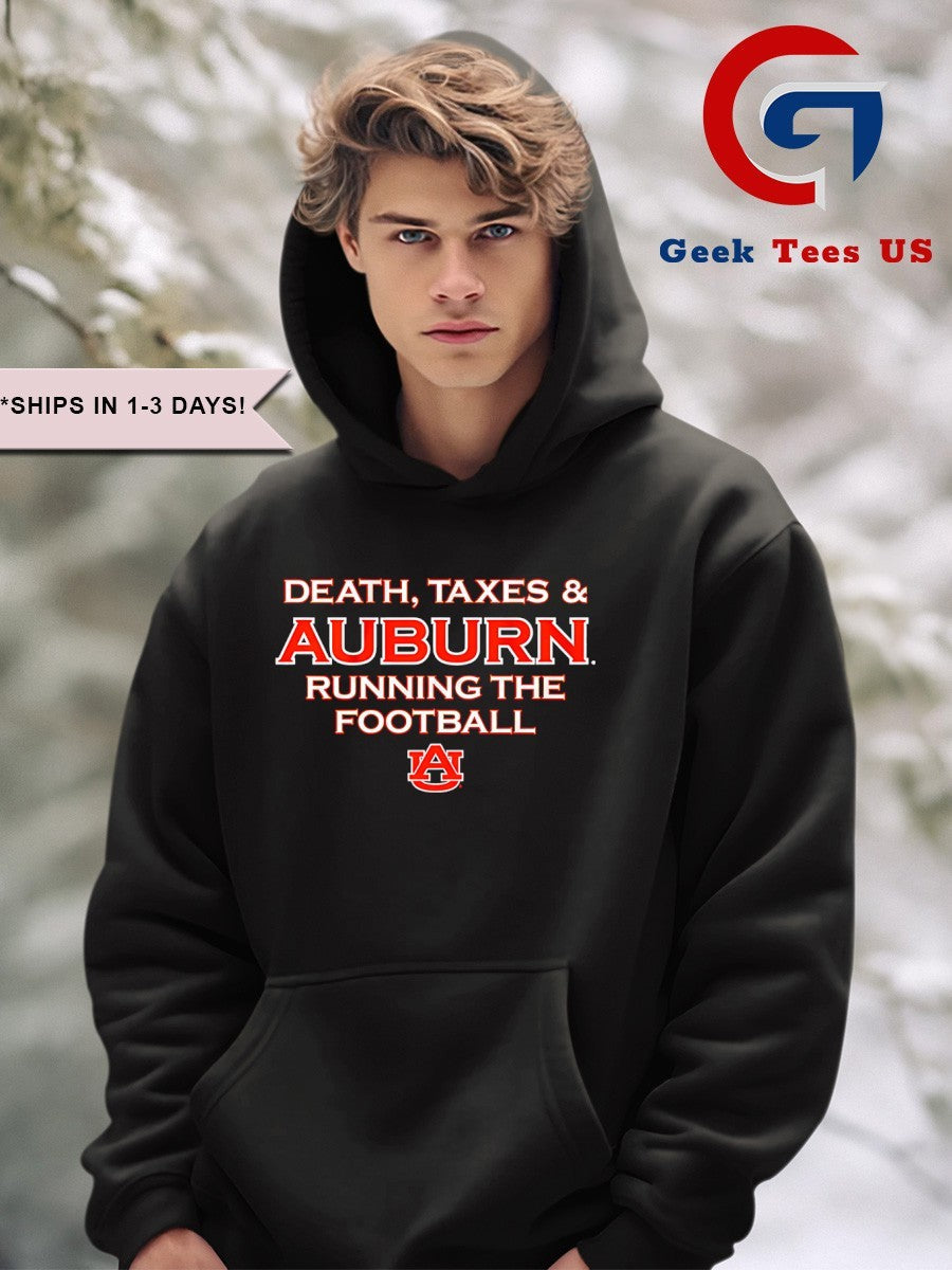 Auburn Tigers Death Taxes and Auburn Running the Football shirt Unisex , , , Long Sleeve Tee