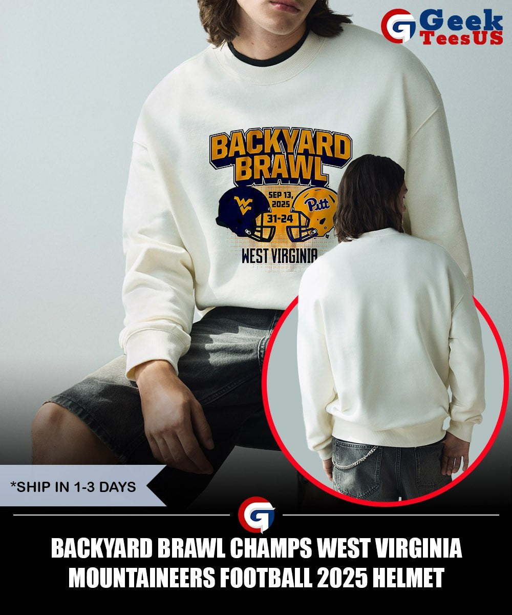Backyard Brawl Champs West Virginia Mountaineers football 2025 helmet shirt Unisex , , , Long Sleeve Tee
