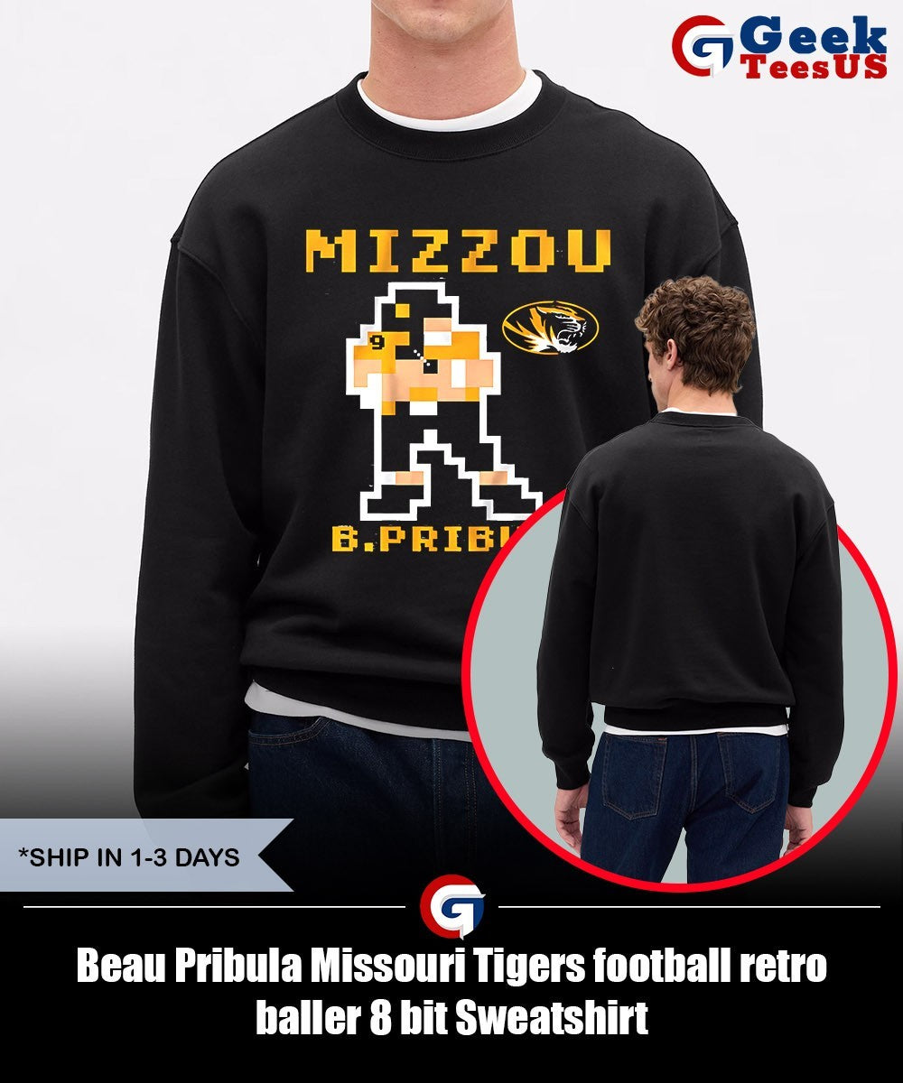 Beau Pribula Missouri Tigers football retro baller 8 bit shirt Unisex , , , Long Sleeve Tee