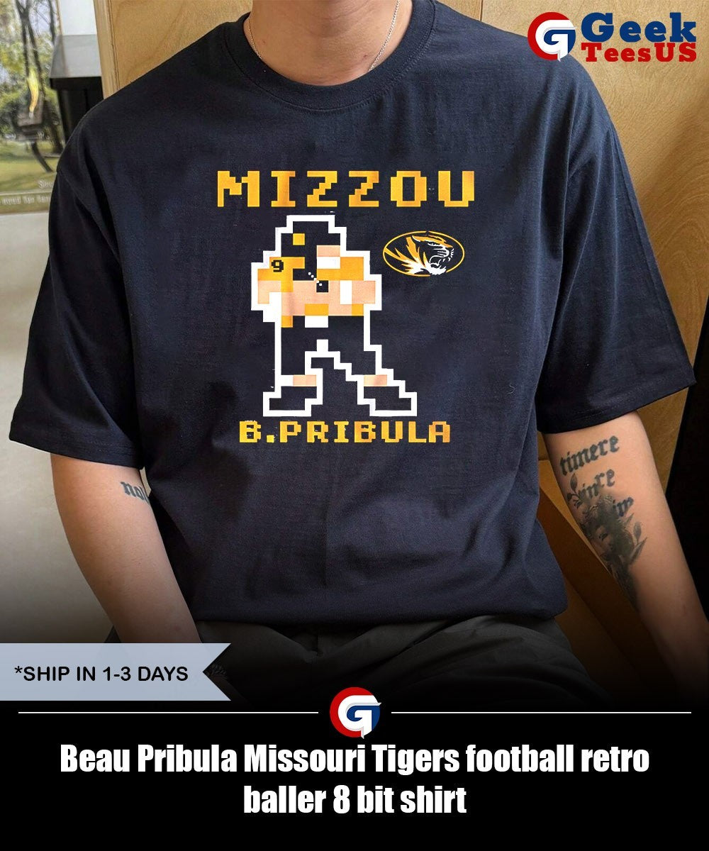Beau Pribula Missouri Tigers football retro baller 8 bit shirt Unisex , , , Long Sleeve Tee
