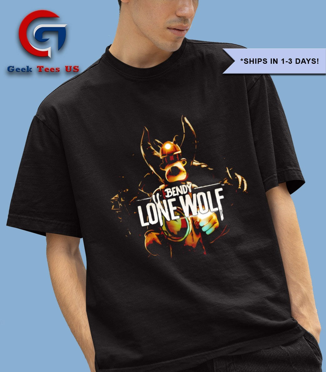 Bendy lone wolf cartoon shirt Unisex , , , Long Sleeve Tee