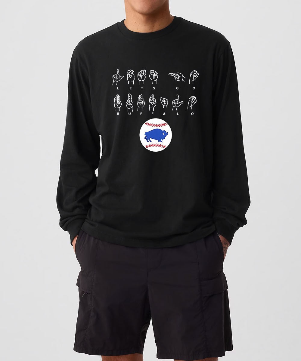 Bisons Let’s Go Buffalo Asl Language shirt Unisex , , , Long Sleeve Tee