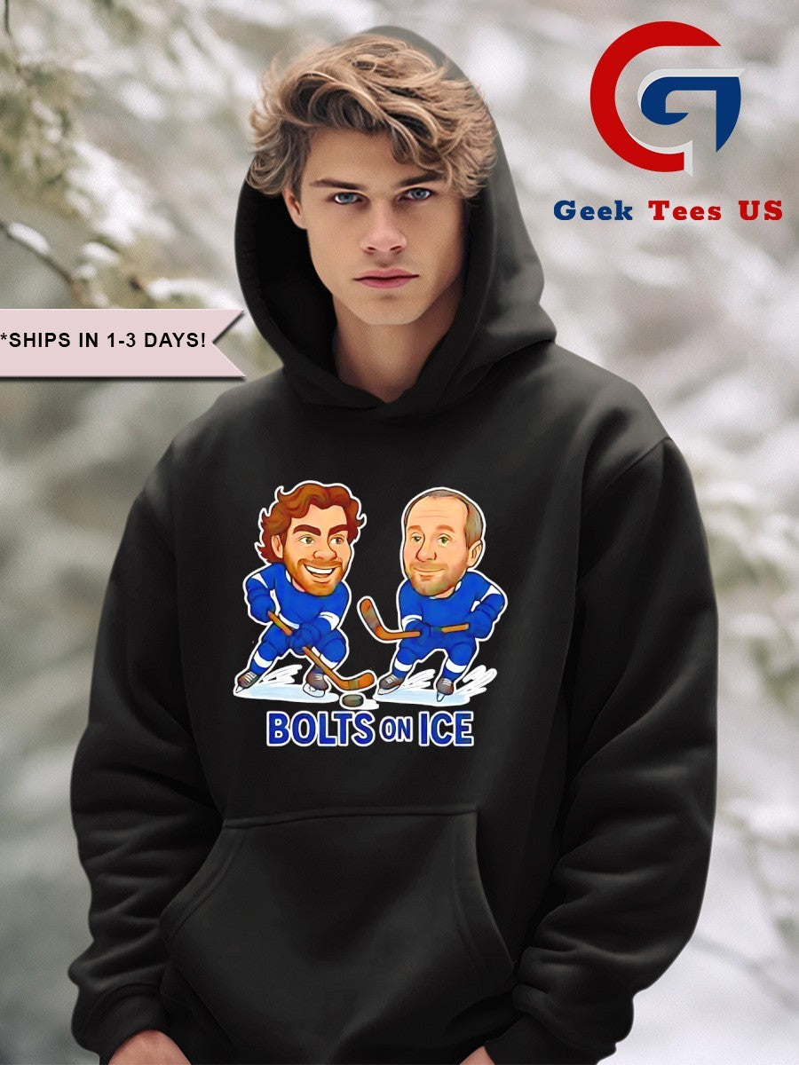 Brayden Point and Nikita Kucherov Bolts On Ice Hockey caricatures shirt Unisex , , , Long Sleeve Tee