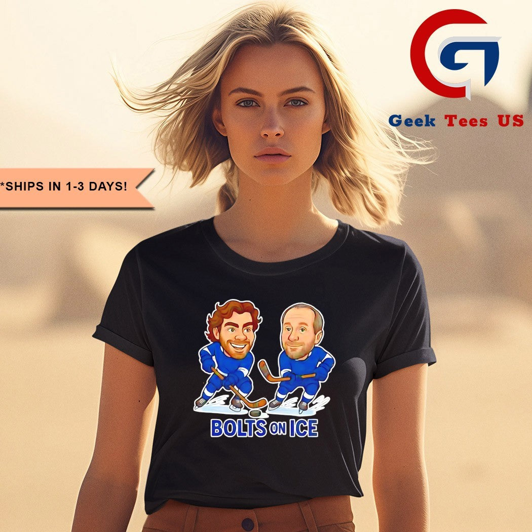 Brayden Point and Nikita Kucherov Bolts On Ice Hockey caricatures shirt Unisex , , , Long Sleeve Tee