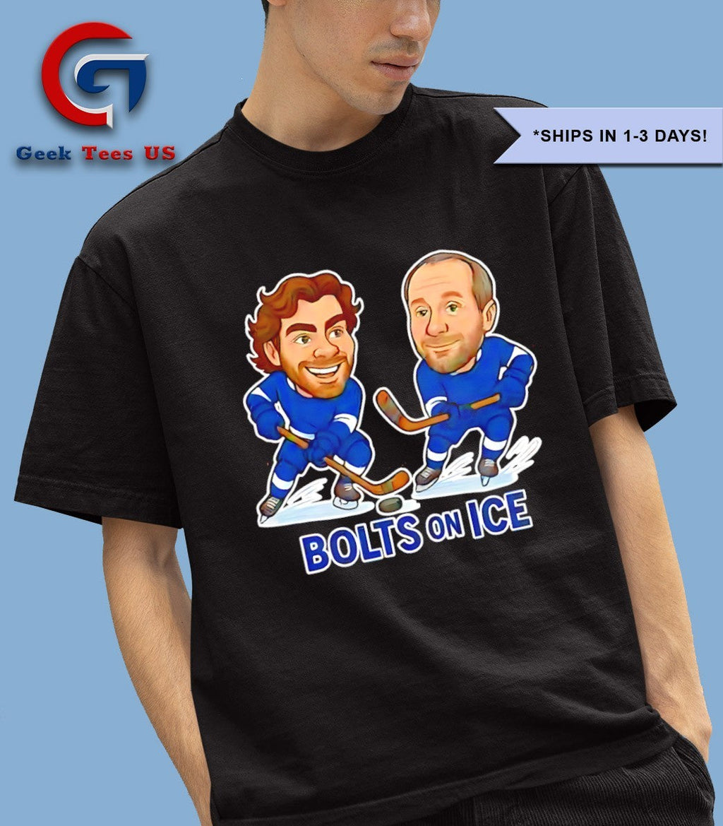 Brayden Point and Nikita Kucherov Bolts On Ice Hockey caricatures shirt Unisex , , , Long Sleeve Tee