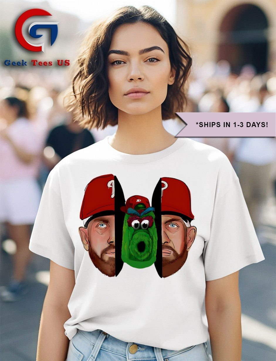 Bryce Harper split face Phillie Phanatic shirt Unisex , , , Long Sleeve Tee