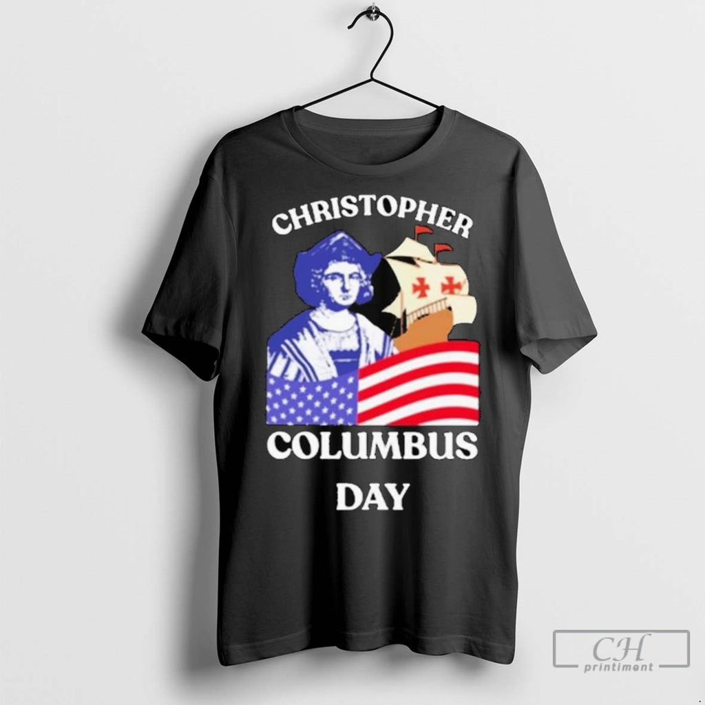 Christopher Columbus Day American Flag Long Sleve T Shirt Jpg