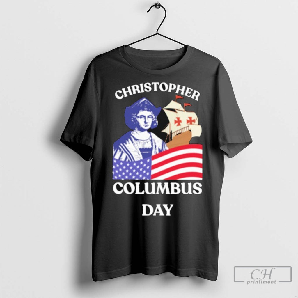 Christopher Columbus Day American Flag T Shirt Jpg