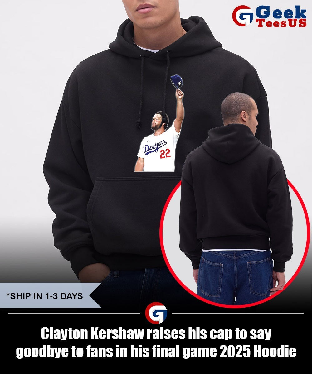 Clayton Kershaw raises his cap to say goodbye to fans in his final game 2025 shirt Unisex , , , Long Sleeve Tee