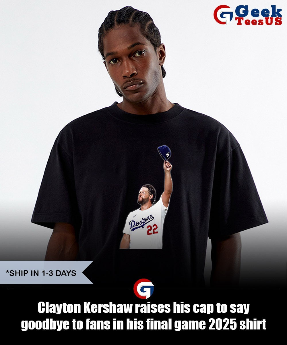 Clayton Kershaw raises his cap to say goodbye to fans in his final game 2025 shirt Unisex , , , Long Sleeve Tee