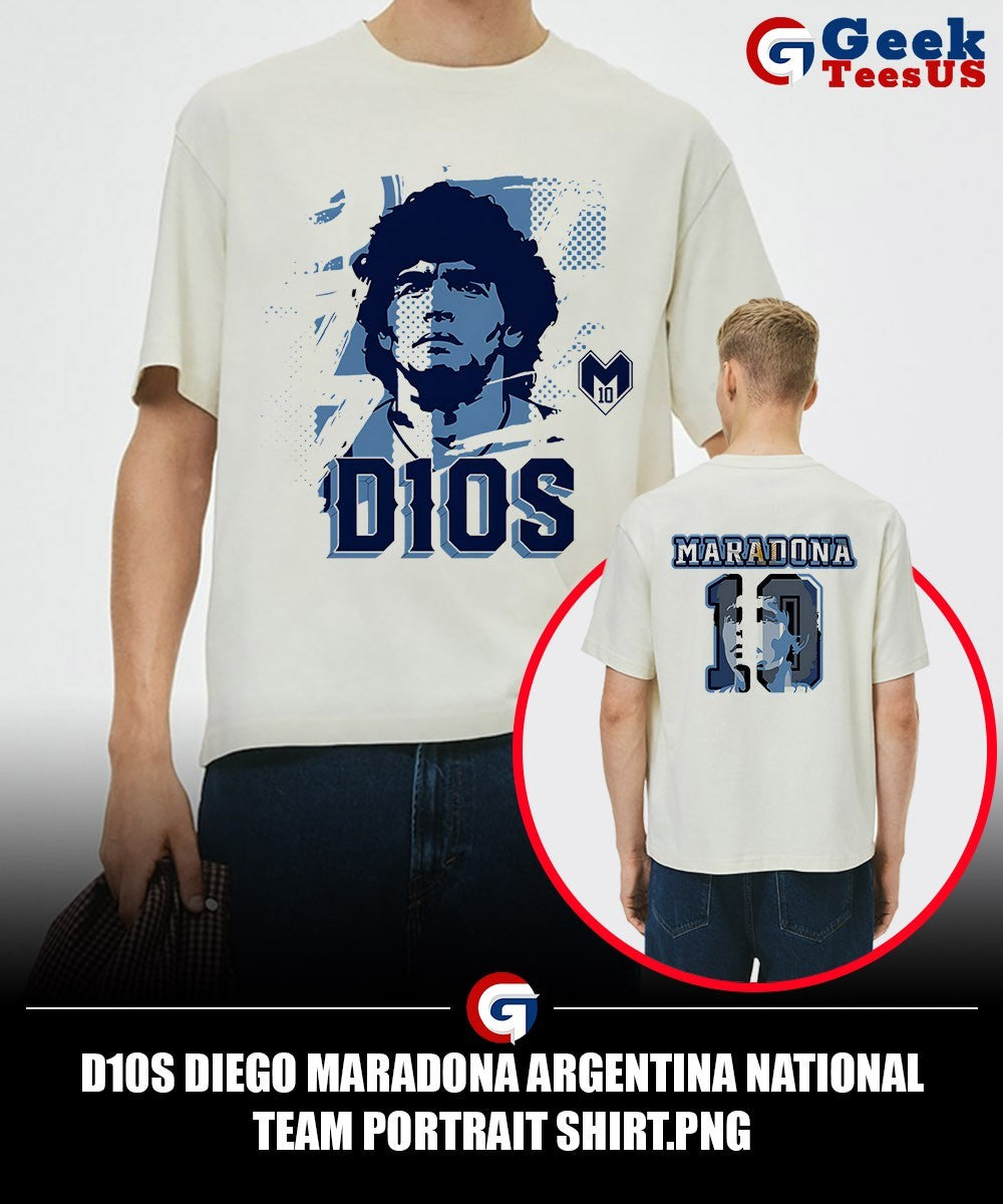 D10S Diego Maradona Argentina National Team portrait shirt Unisex , , , Long Sleeve Tee