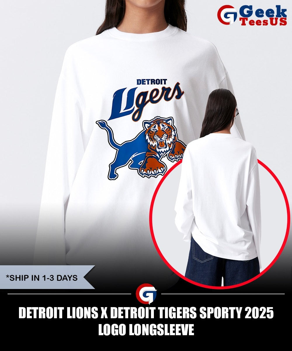 Detroit Lions x Detroit Tigers Sporty 2025 logo shirt Unisex , , , Long Sleeve Tee