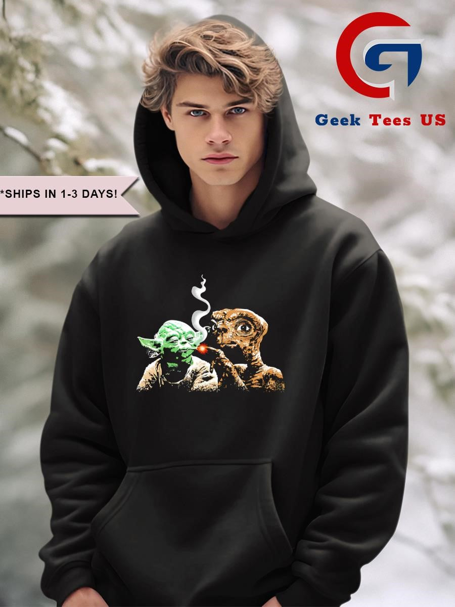 E.T. lights a cigarette for Yoda shirt Unisex , , , Long Sleeve Tee
