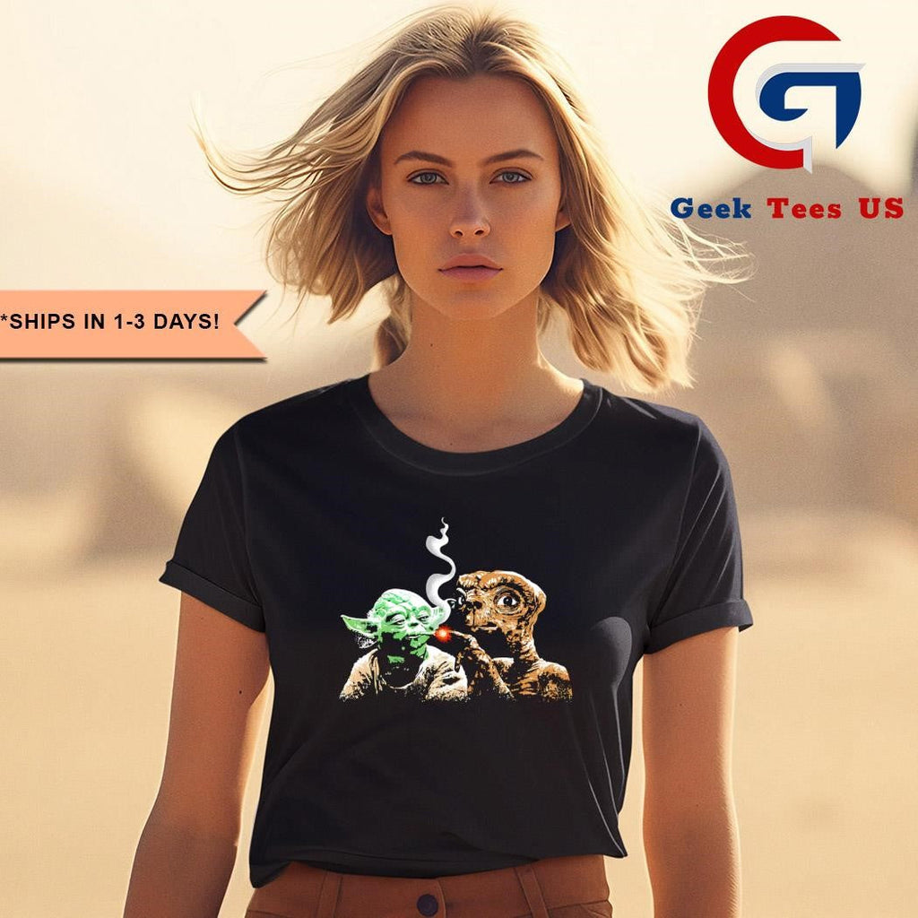 E.T. lights a cigarette for Yoda shirt Unisex , , , Long Sleeve Tee