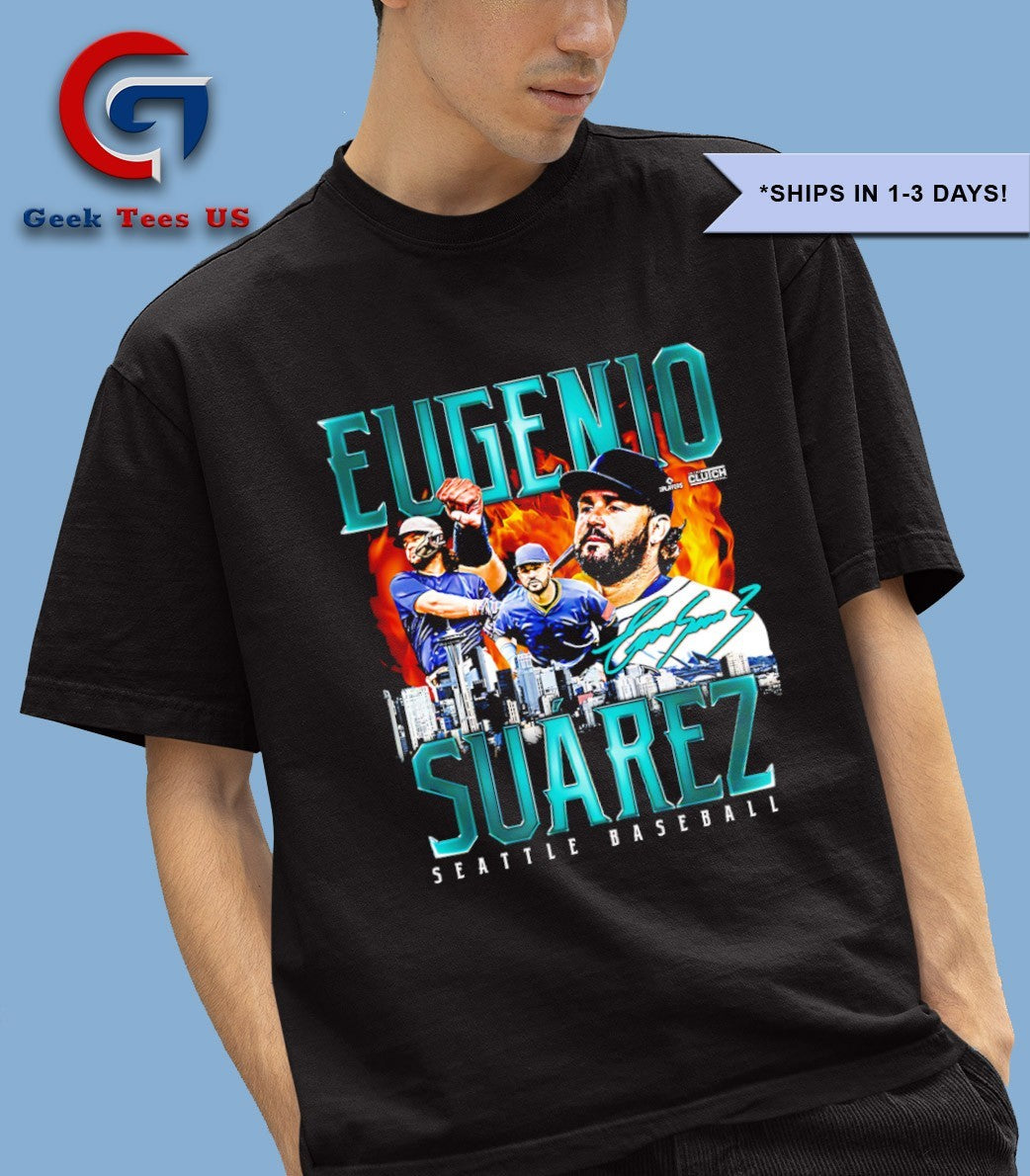 Eugenio Suarez player Seattle Mariners baseball MLB Skyline City signature shirt Unisex , , , Long Sleeve Tee