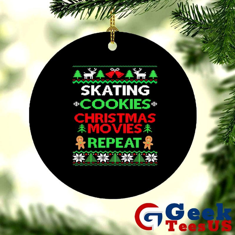 Figure Skater Gift Skating cookies Christmas movies repeat ugly Xmas shirt Unisex , , , Long Sleeve Tee