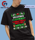 Figure Skater Gift Skating cookies Christmas movies repeat ugly Xmas shirt Unisex , , , Long Sleeve Tee