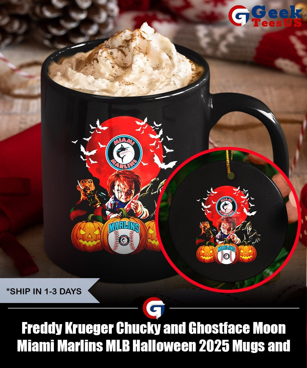 Freddy Krueger Chucky and Ghostface Moon Miami Marlins MLB Halloween 2025 shirt Unisex , , , Long Sleeve Tee
