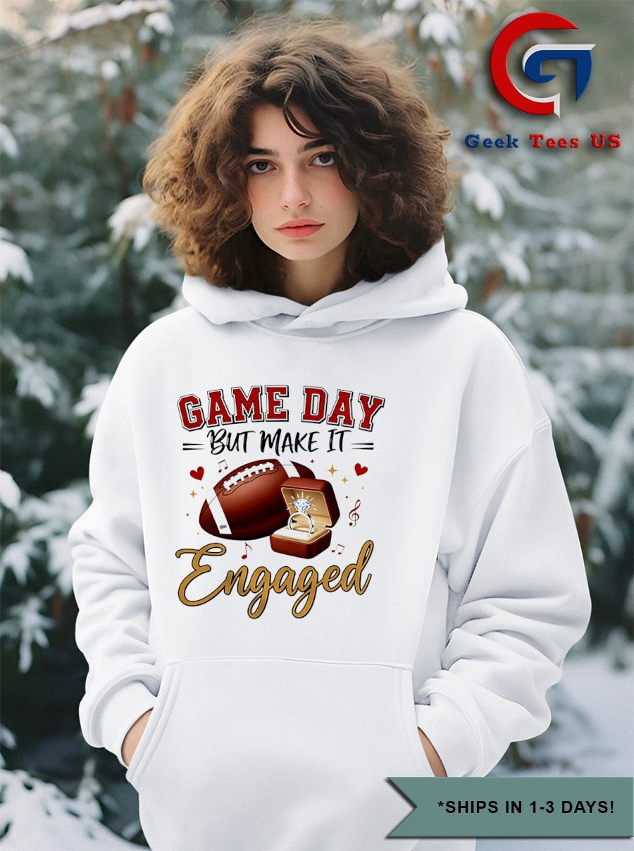 Game Day but make it engaged Swift Engaged Travis Kelce shirt Unisex , , , Long Sleeve Tee