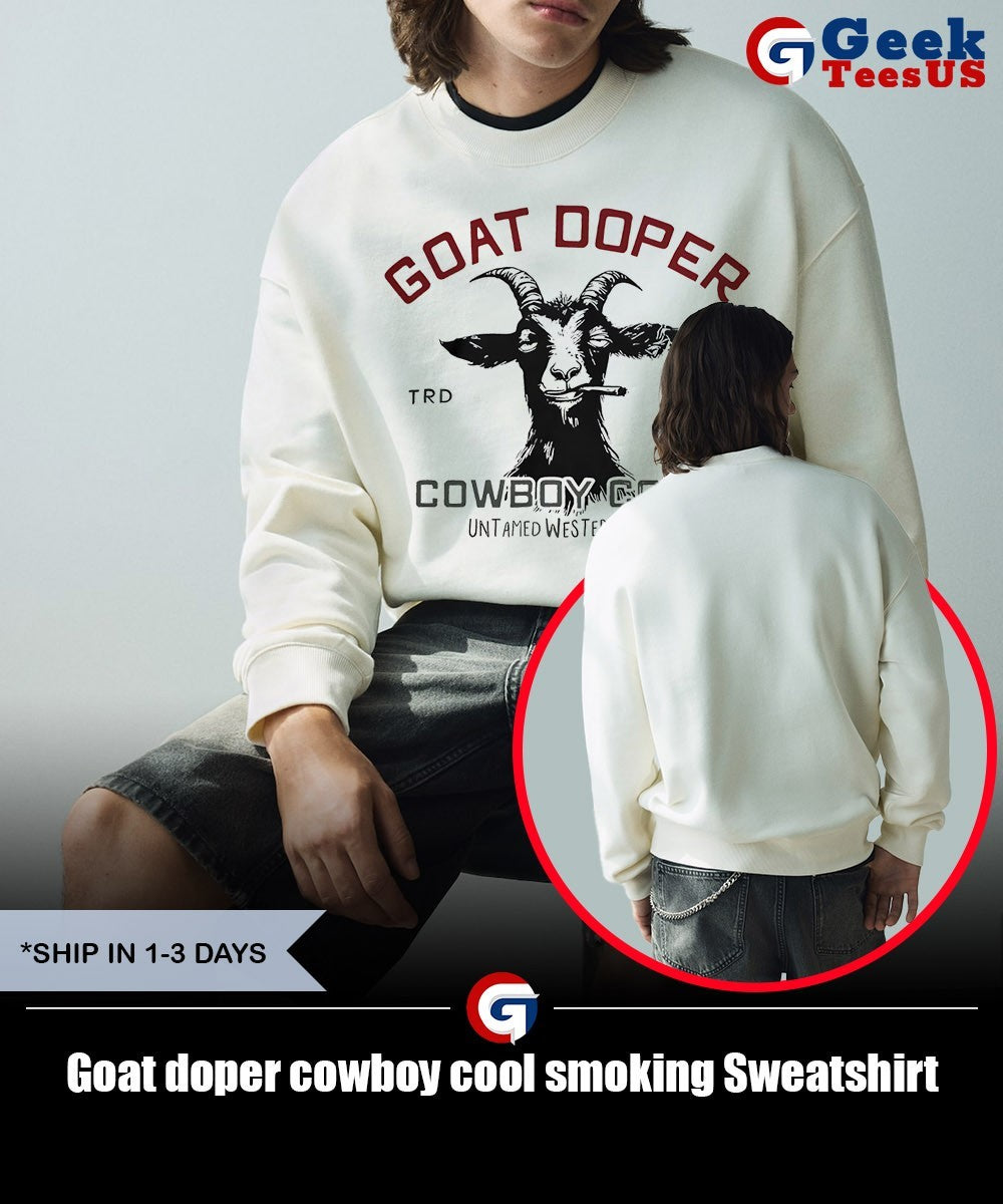 Goat doper cowboy cool smoking shirt Unisex , , , Long Sleeve Tee