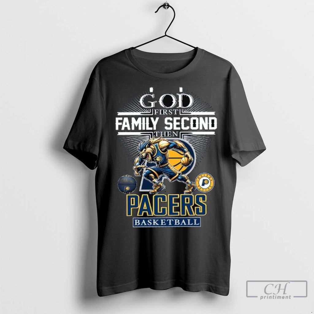 God First Family Second Then Indiana Pacers Basketball Mascot 2025 Long Sleve