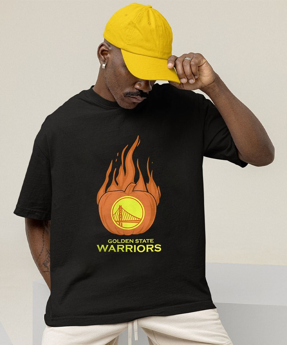 Golden State Warriors flaming pumpkin Halloween 2025 shirt Unisex , , , Long Sleeve Tee