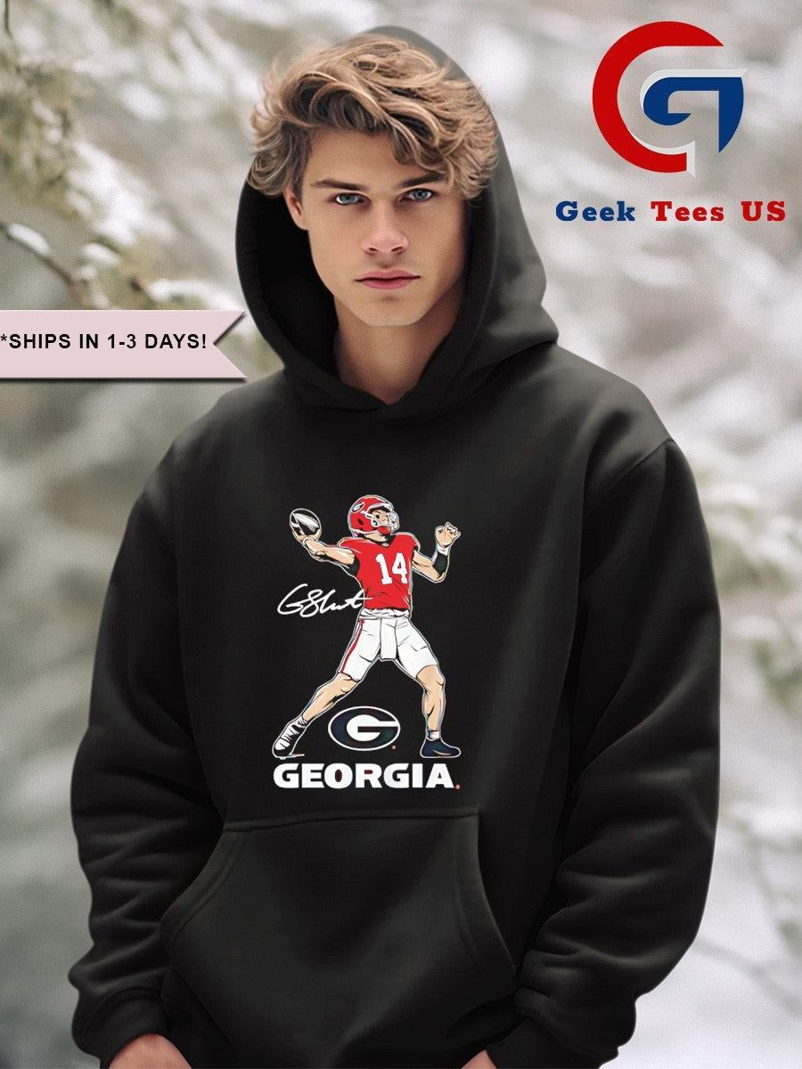 Gunner Stockton Georgia Bulldogs football superstar pose signature shirt Unisex , , , Long Sleeve Tee