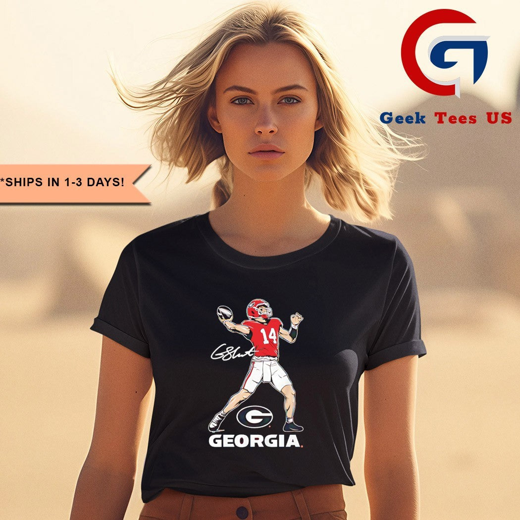 Gunner Stockton Georgia Bulldogs football superstar pose signature shirt Unisex , , , Long Sleeve Tee