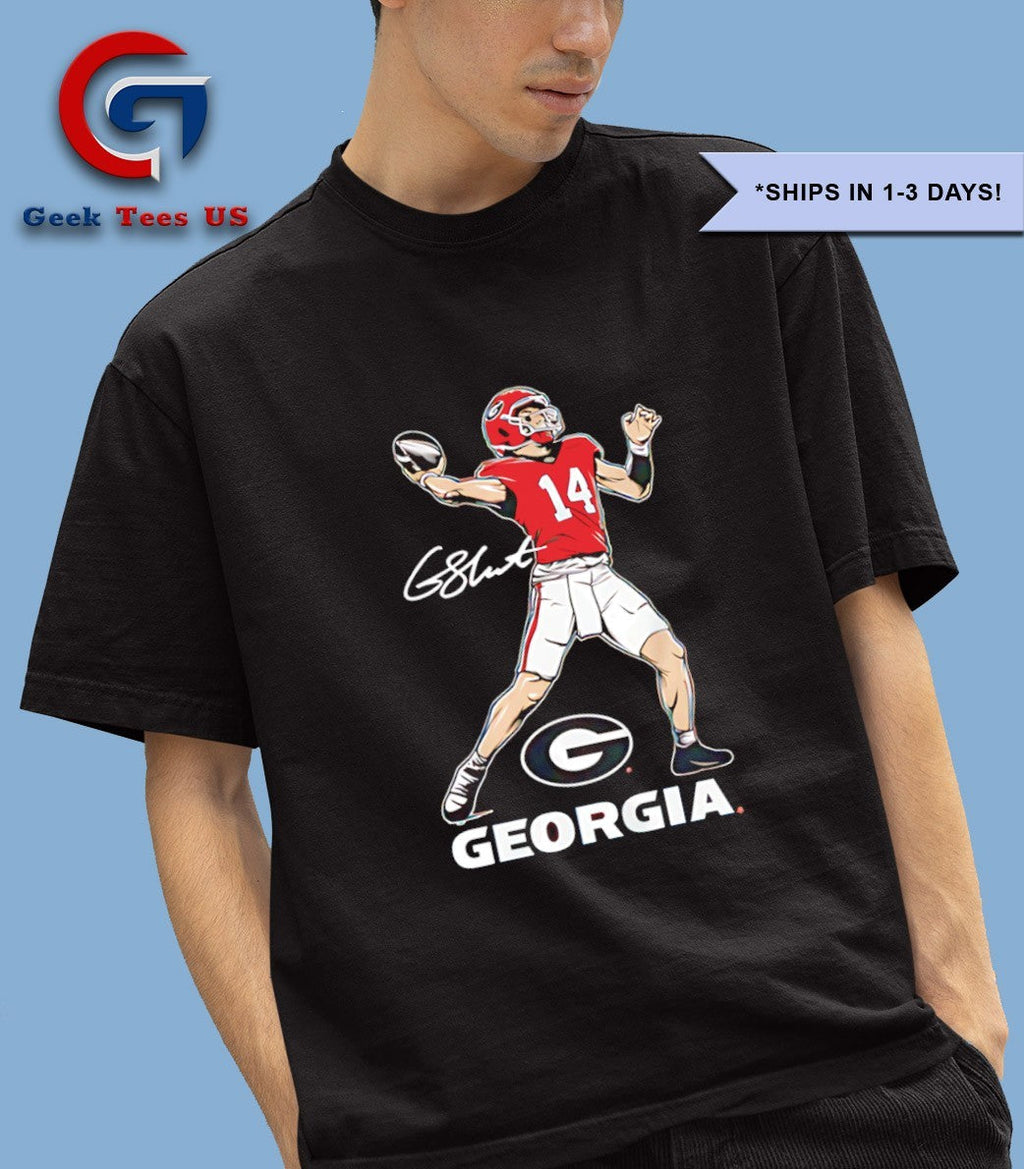Gunner Stockton Georgia Bulldogs football superstar pose signature shirt Unisex , , , Long Sleeve Tee