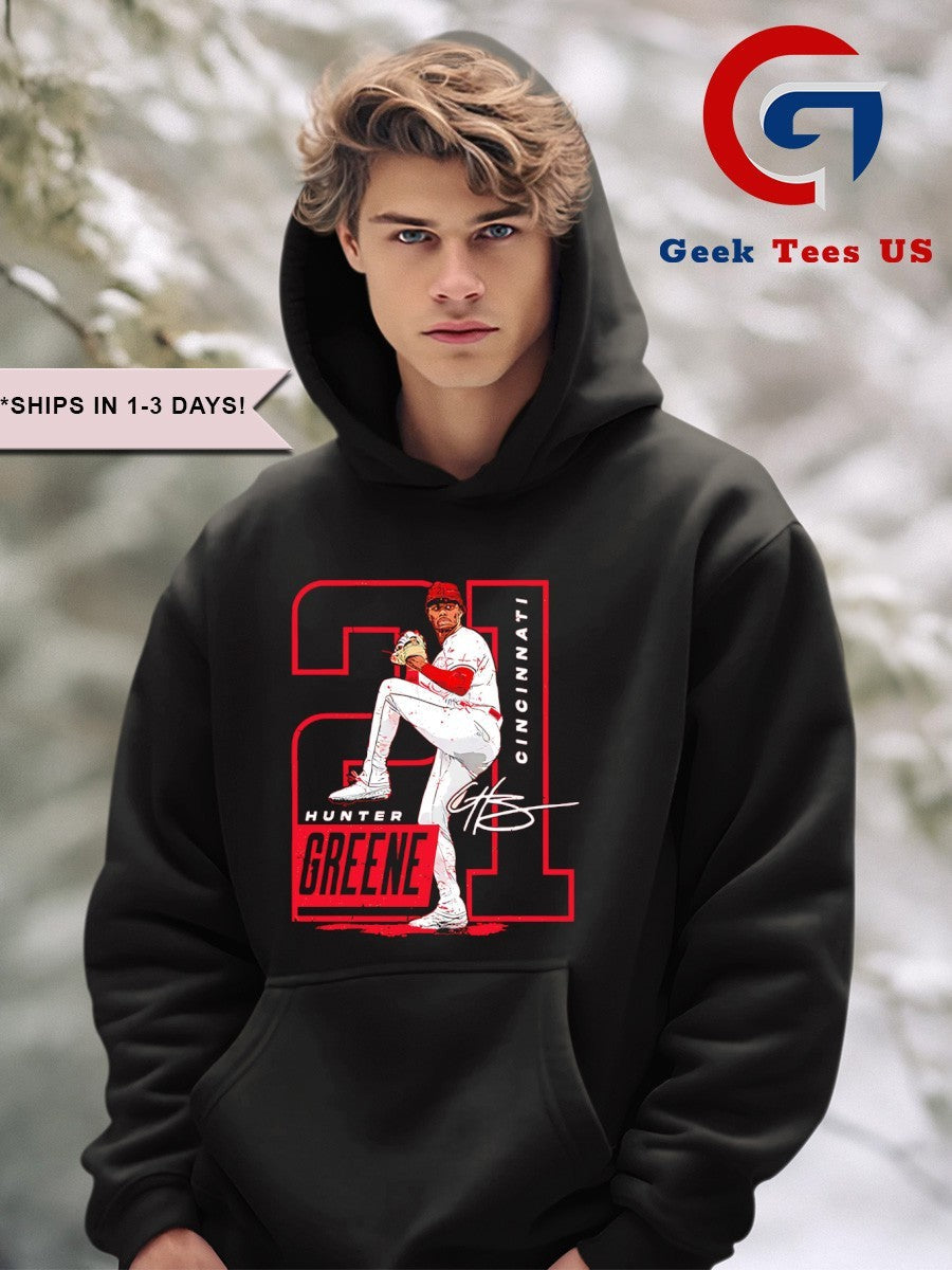 Hunter Greene No.21 Cincinnati Reds Baseball signature shirt Unisex , , , Long Sleeve Tee
