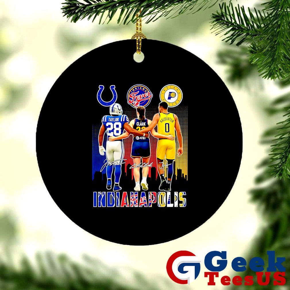 Indiana sport Jonathan Taylor Indianapolis Colts hug Caitlin Clark Indiana Fever Tyrese Haliburton Pacers signature shirt