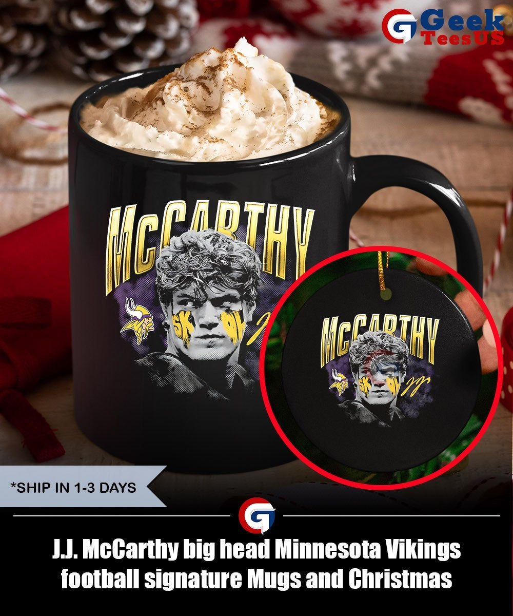 J.J. McCarthy big head Minnesota Vikings football signature shirt Unisex , , , Long Sleeve Tee
