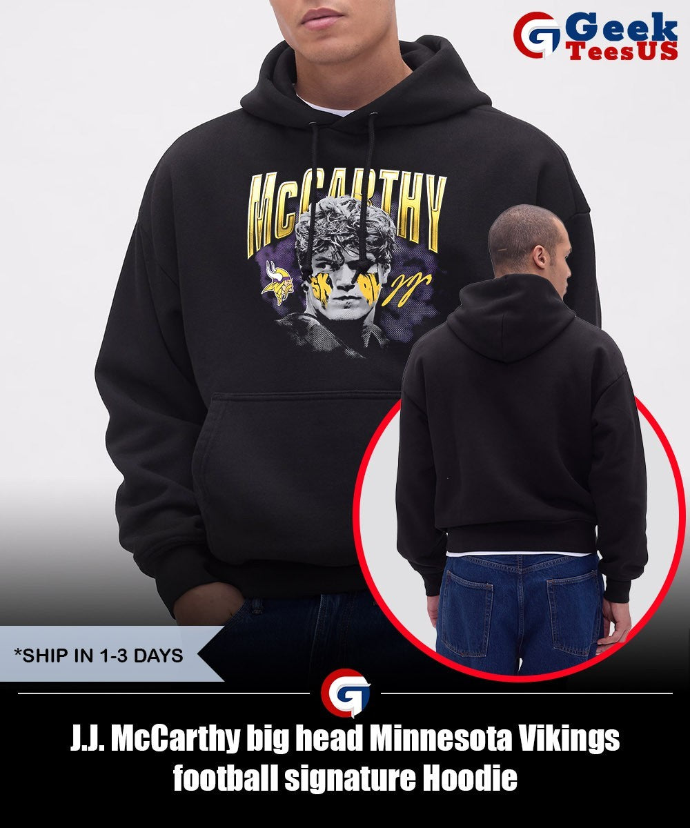 J.J. McCarthy big head Minnesota Vikings football signature shirt Unisex , , , Long Sleeve Tee