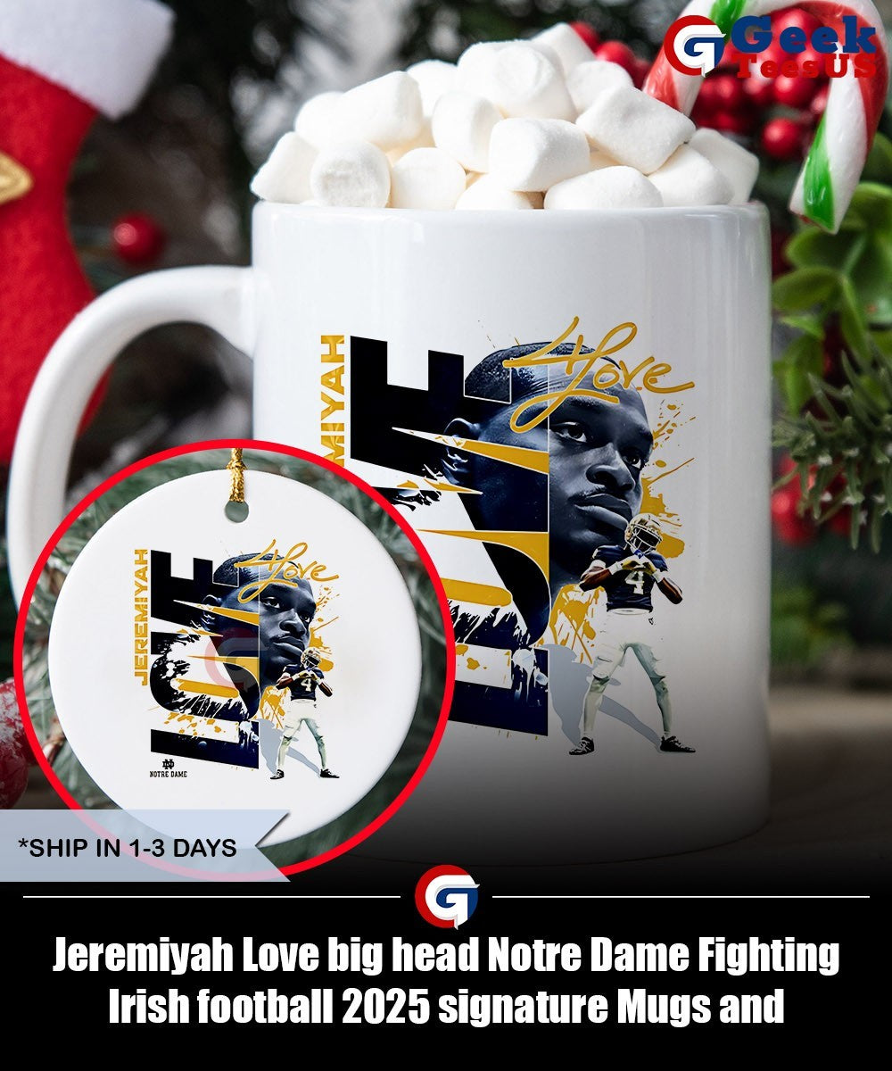 Jeremiyah Love big head Notre Dame Fighting Irish football 2025 signature shirt Unisex , , , Long Sleeve Tee