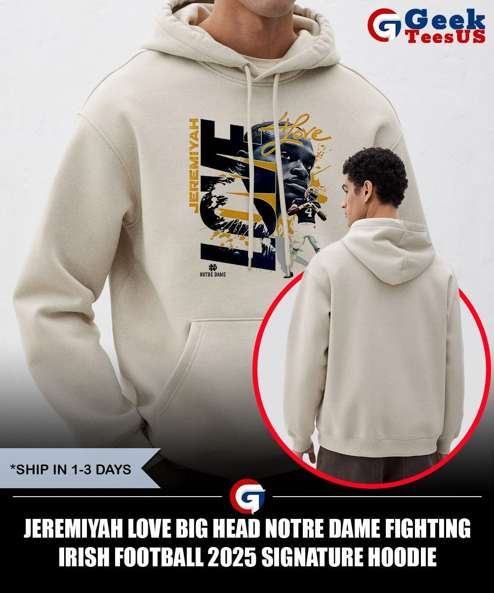 Jeremiyah Love big head Notre Dame Fighting Irish football 2025 signature shirt Unisex , , , Long Sleeve Tee