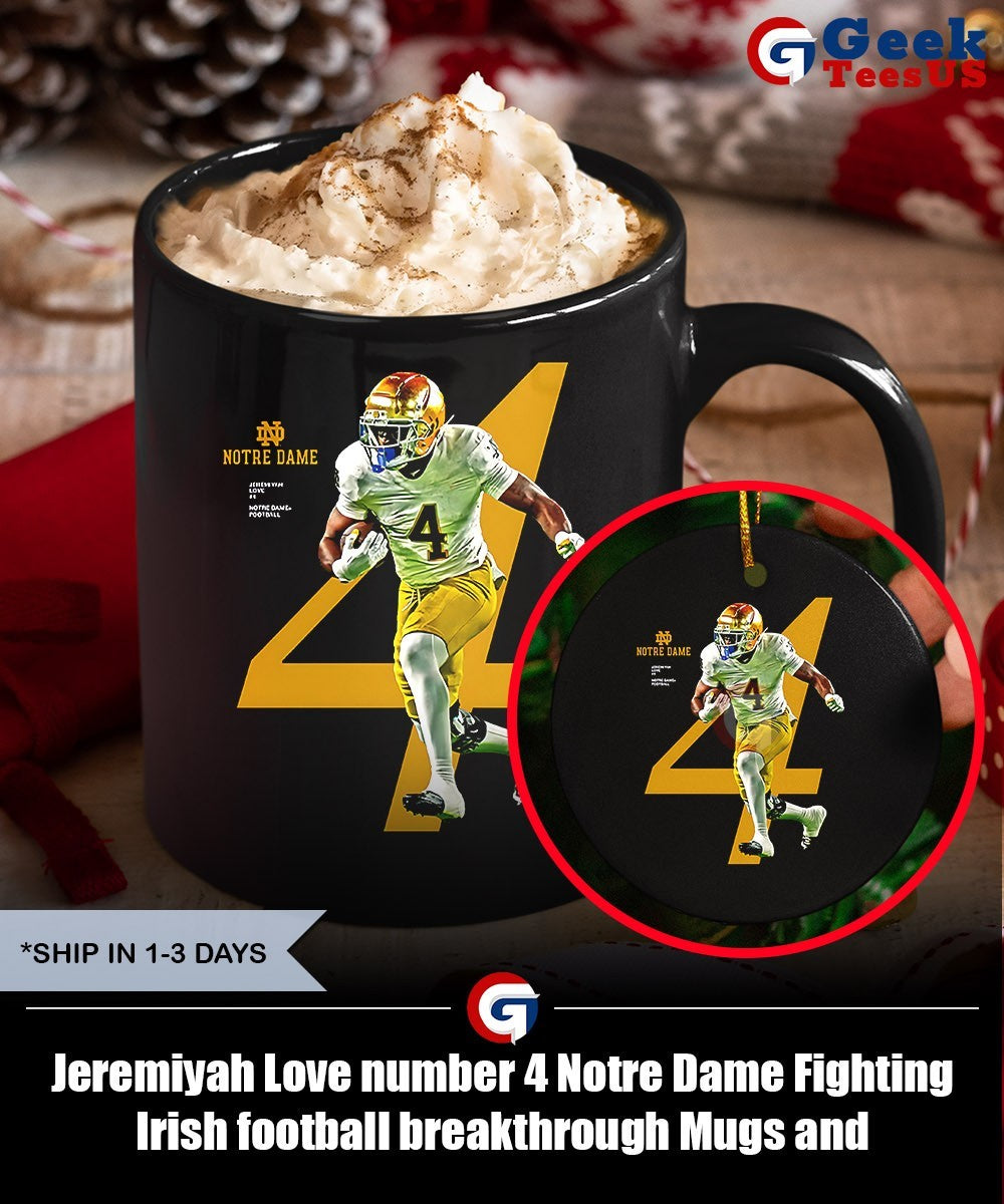 Jeremiyah Love number 4 Notre Dame Fighting Irish football breakthrough shirt Unisex , , , Long Sleeve Tee