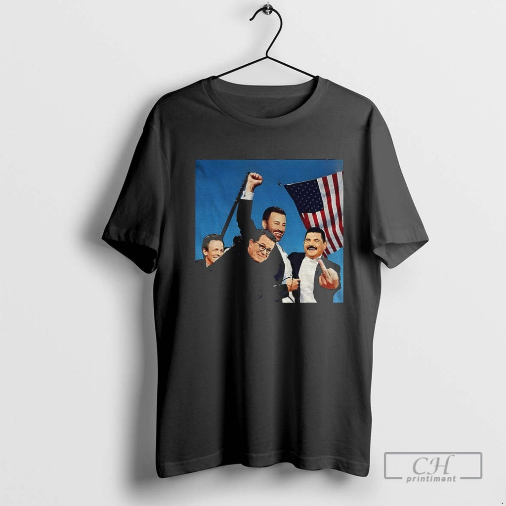 Jimmy Kimmel Stephen Colbert And Seth Meyers Fighting American Flag