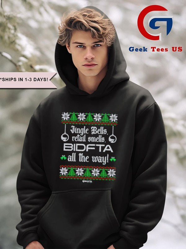 Jingle Bells retall smells BidFTA all the way ugly Christmas shirt Unisex , , , Long Sleeve Tee