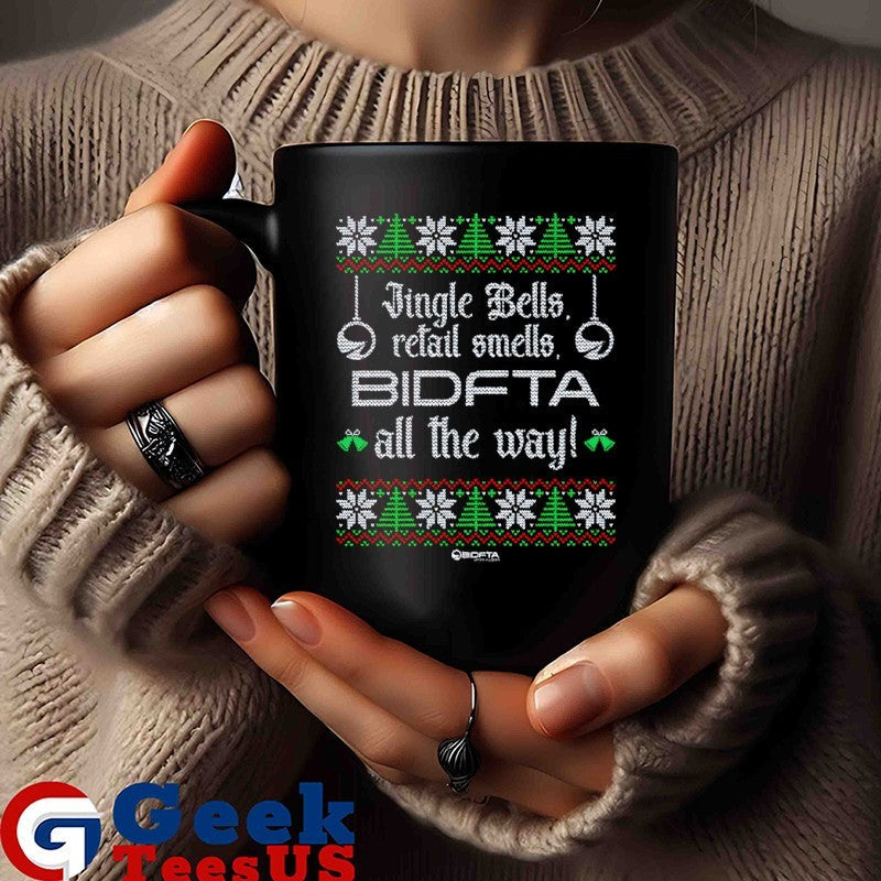 Jingle Bells retall smells BidFTA all the way ugly Christmas shirt Unisex , , , Long Sleeve Tee