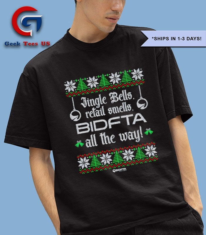Jingle Bells retall smells BidFTA all the way ugly Christmas shirt Unisex , , , Long Sleeve Tee