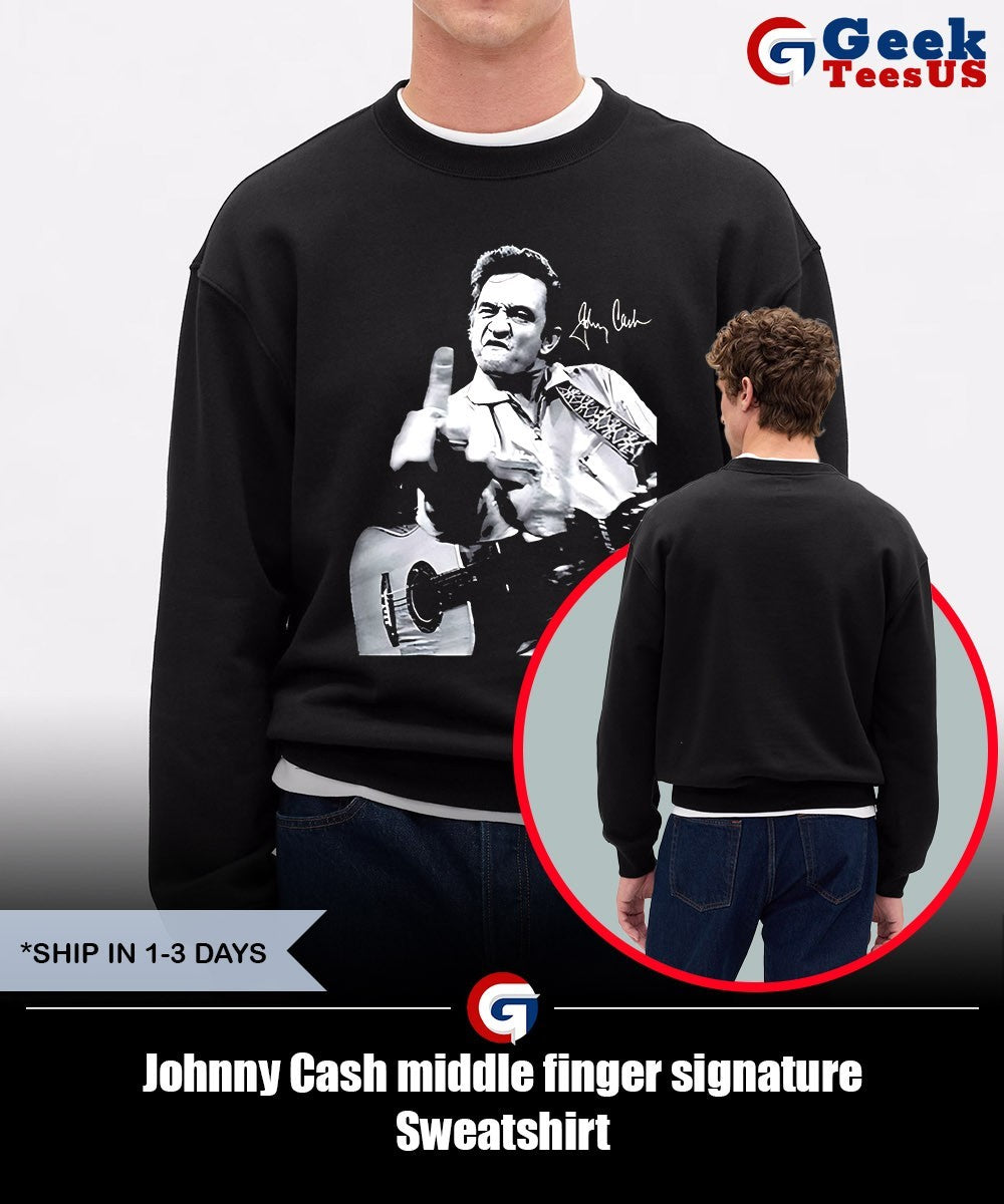 Johnny Cash middle finger signature shirt Unisex , , , Long Sleeve Tee