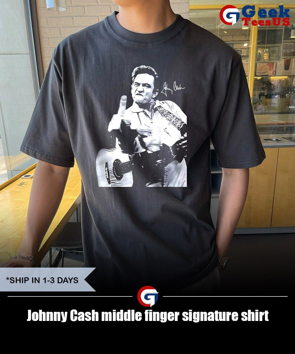 Johnny Cash middle finger signature shirt Unisex , , , Long Sleeve Tee