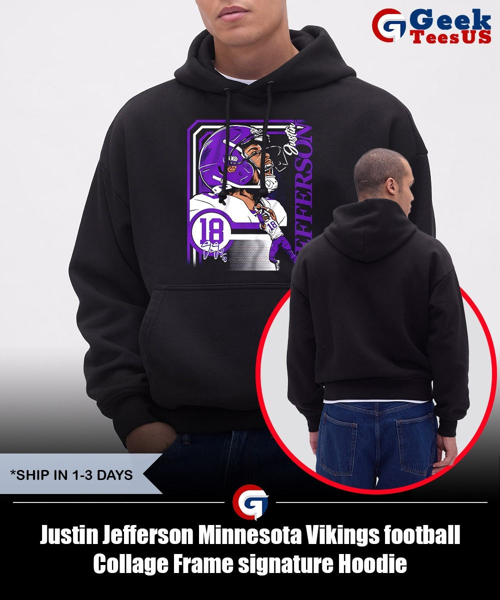Justin Jefferson Minnesota Vikings football Collage Frame signature shirt Unisex , , , Long Sleeve Tee