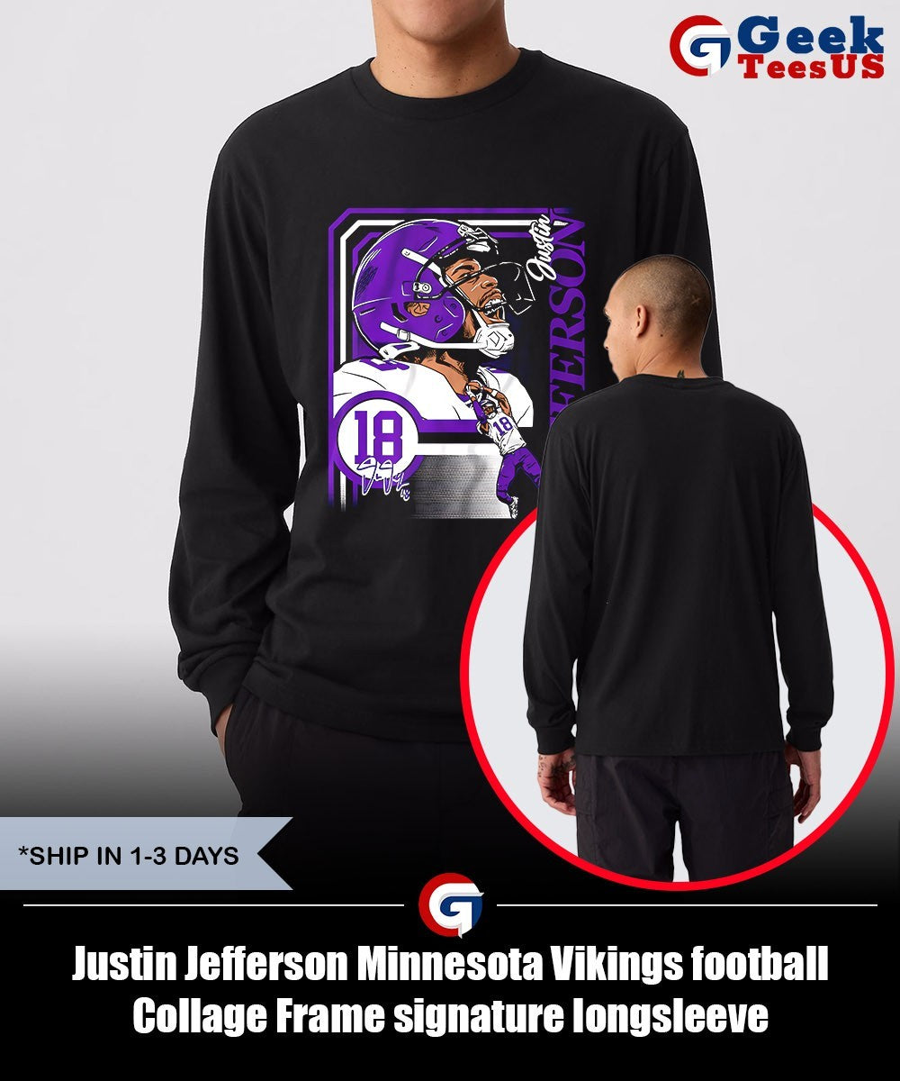 Justin Jefferson Minnesota Vikings football Collage Frame signature shirt Unisex , , , Long Sleeve Tee